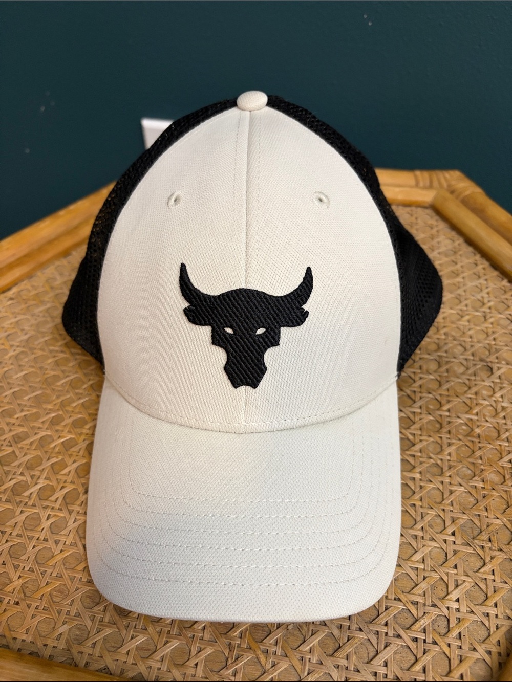 Under Armour White & Black Bull Logo Trucker Hat